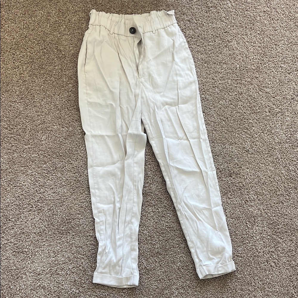 Zara Cream Elastic Waist Pants
